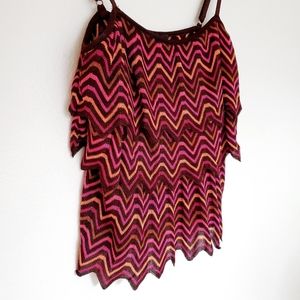 Bebe vintage zigzagged knit tiered tank top